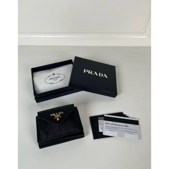 Prada Mini Saffiano leather wallet Black/Gold Logo 2024 1MH021 (YZ-240624069)