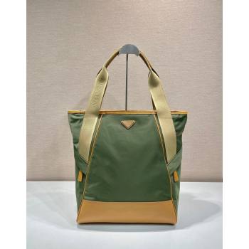 Prada Re-Nylon and leather tote bag Green/Brown 2024 2VG119 (YZ-240624074)