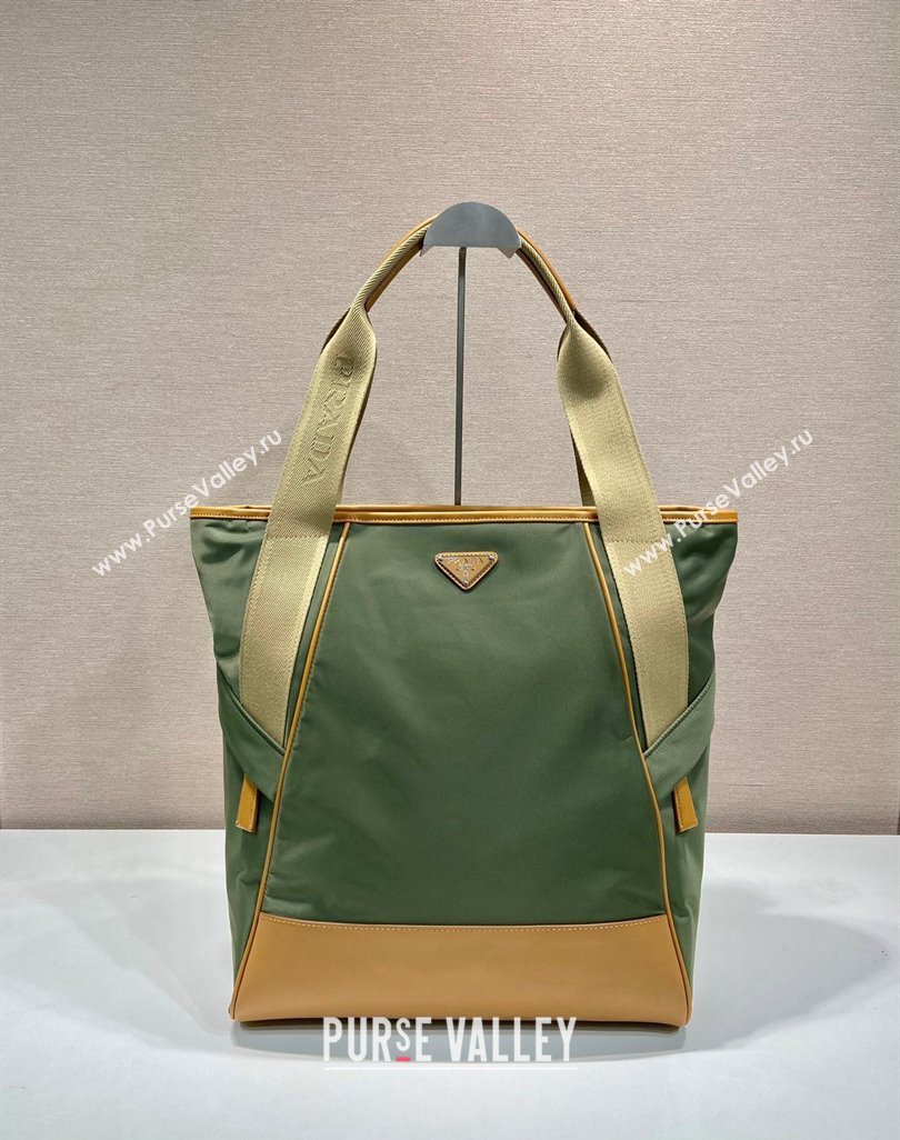 Prada Re-Nylon and leather tote bag Green/Brown 2024 2VG119 (YZ-240624074)