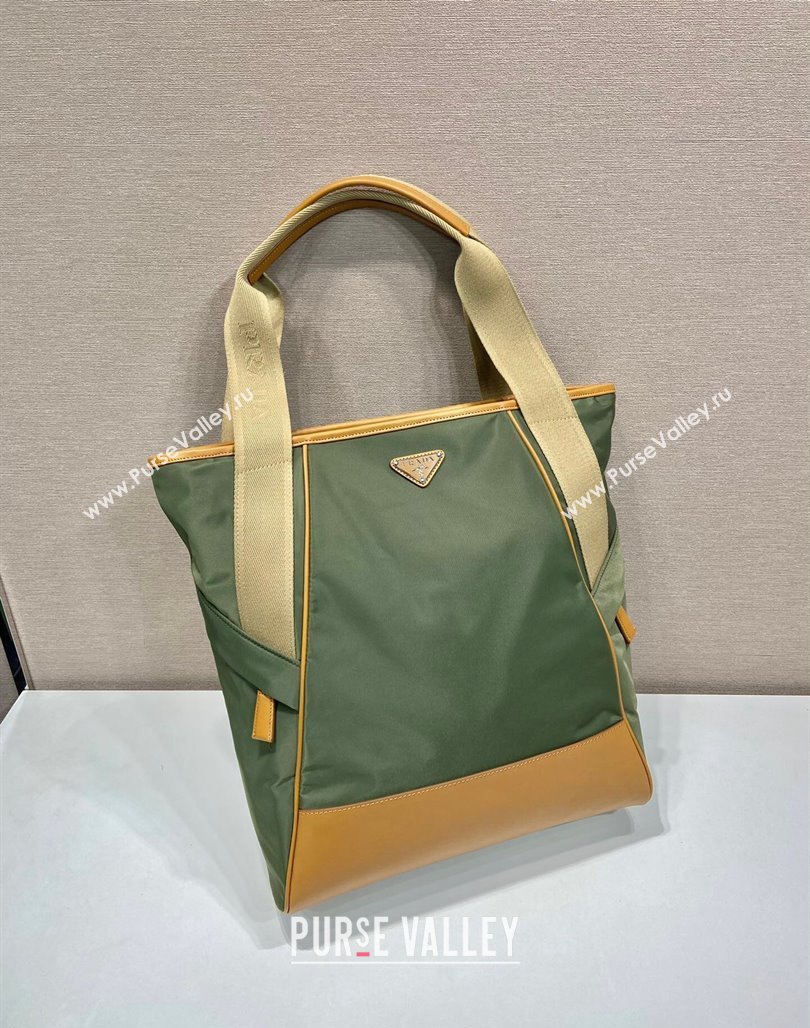 Prada Re-Nylon and leather tote bag Green/Brown 2024 2VG119 (YZ-240624074)