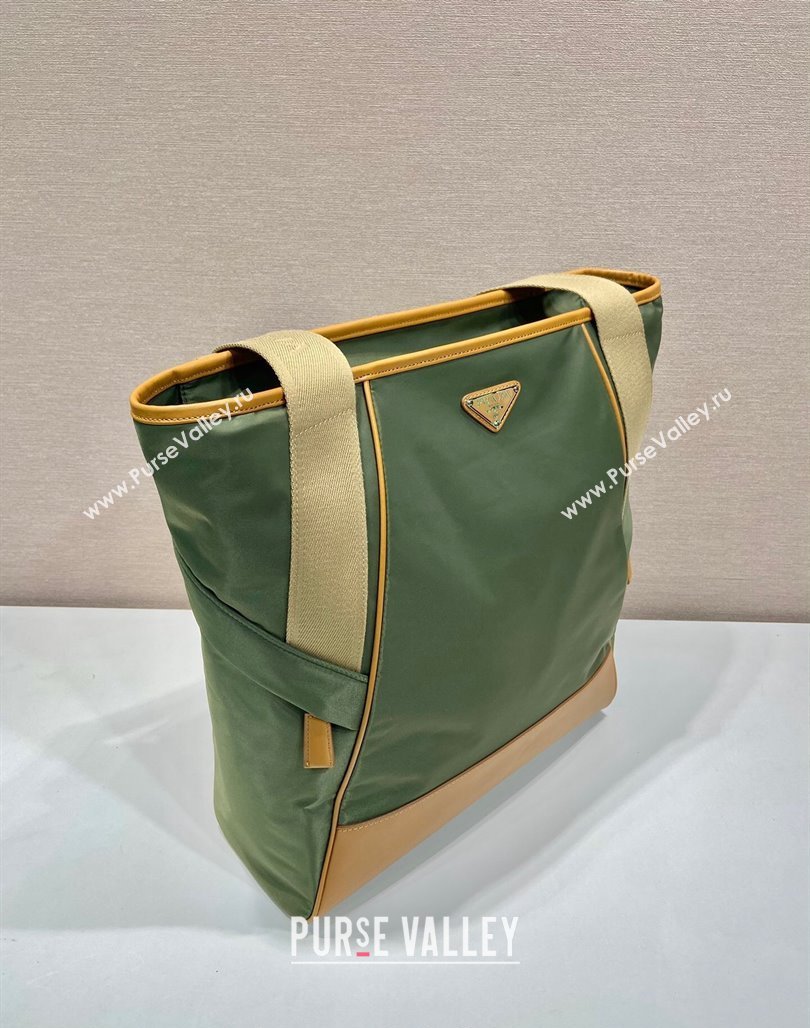 Prada Re-Nylon and leather tote bag Green/Brown 2024 2VG119 (YZ-240624074)