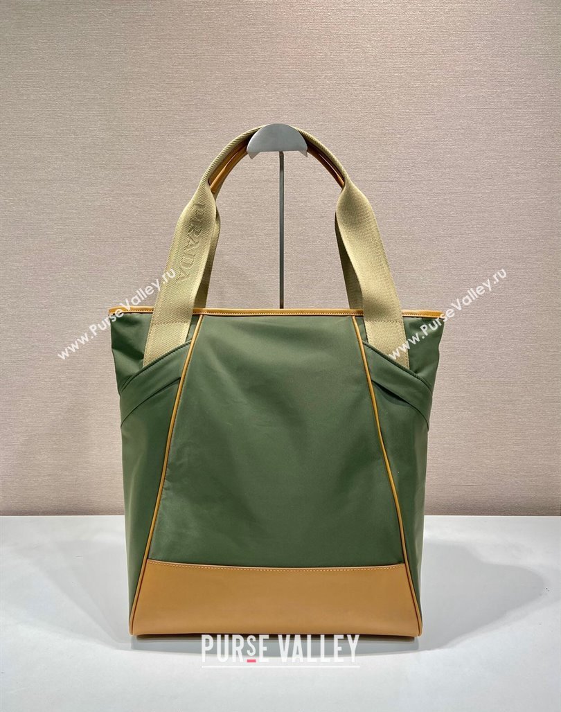 Prada Re-Nylon and leather tote bag Green/Brown 2024 2VG119 (YZ-240624074)