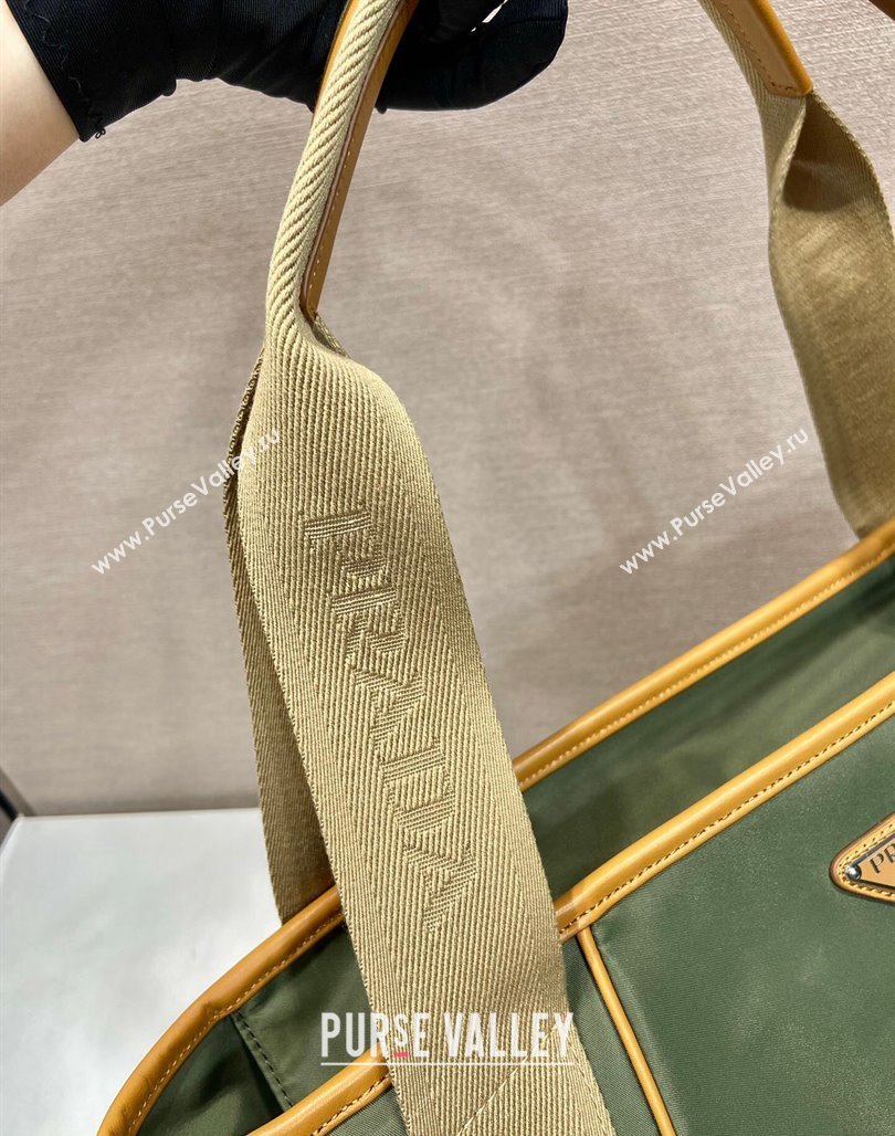 Prada Re-Nylon and leather tote bag Green/Brown 2024 2VG119 (YZ-240624074)