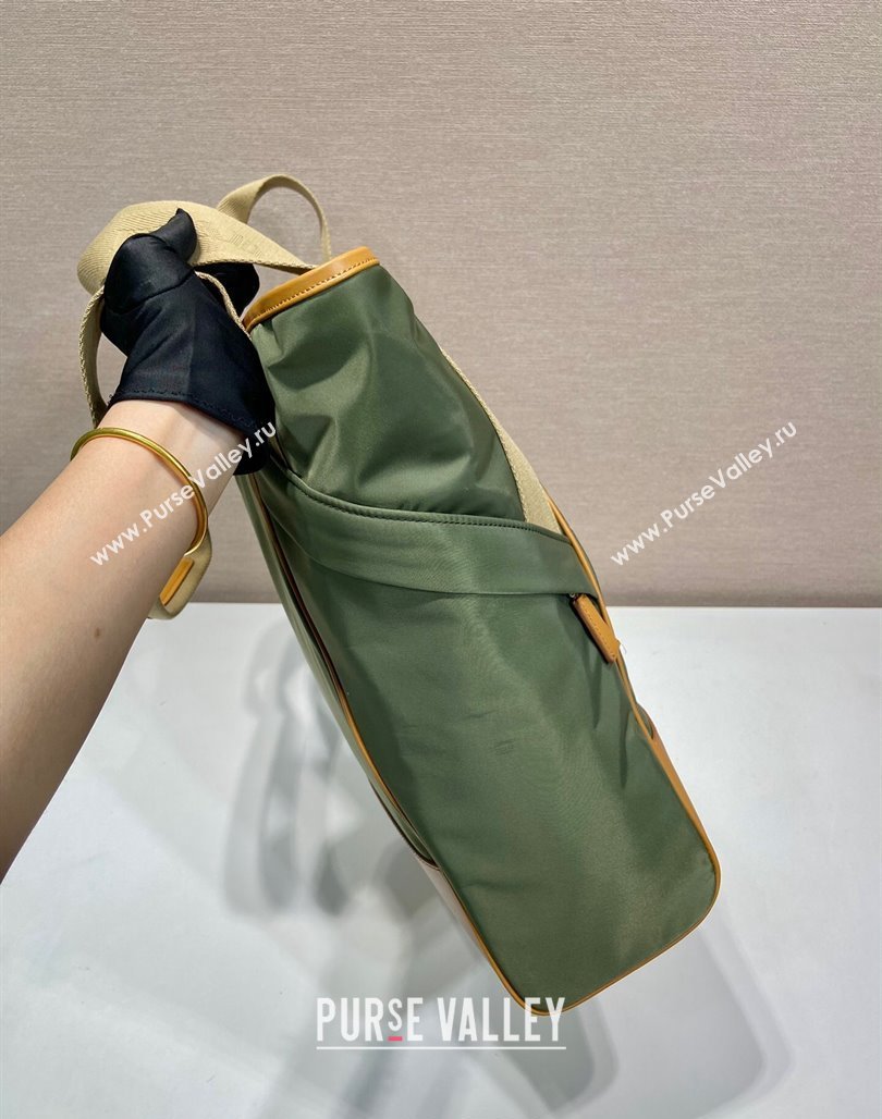 Prada Re-Nylon and leather tote bag Green/Brown 2024 2VG119 (YZ-240624074)