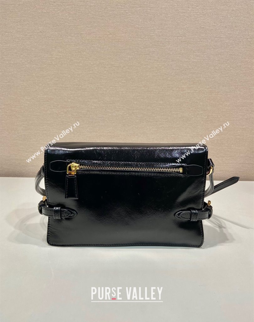 Prada Shiny Leather Shoulder bag Black 2024 1BD082 (YZ-240624045)