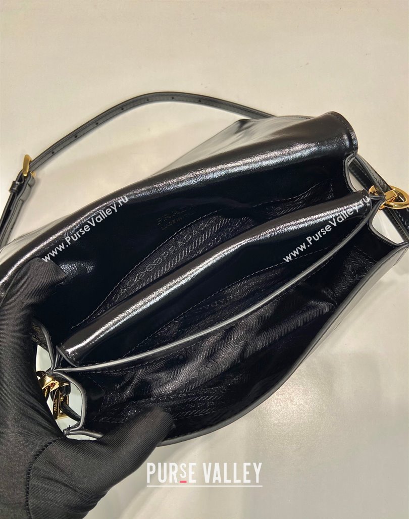 Prada Shiny Leather Shoulder bag Black 2024 1BD082 (YZ-240624045)