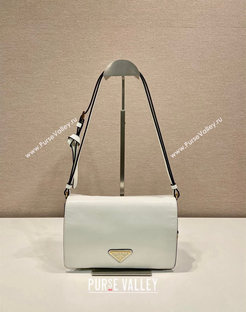 Prada Shiny Leather Shoulder bag White 2024 1BD082 (YZ-240624046)