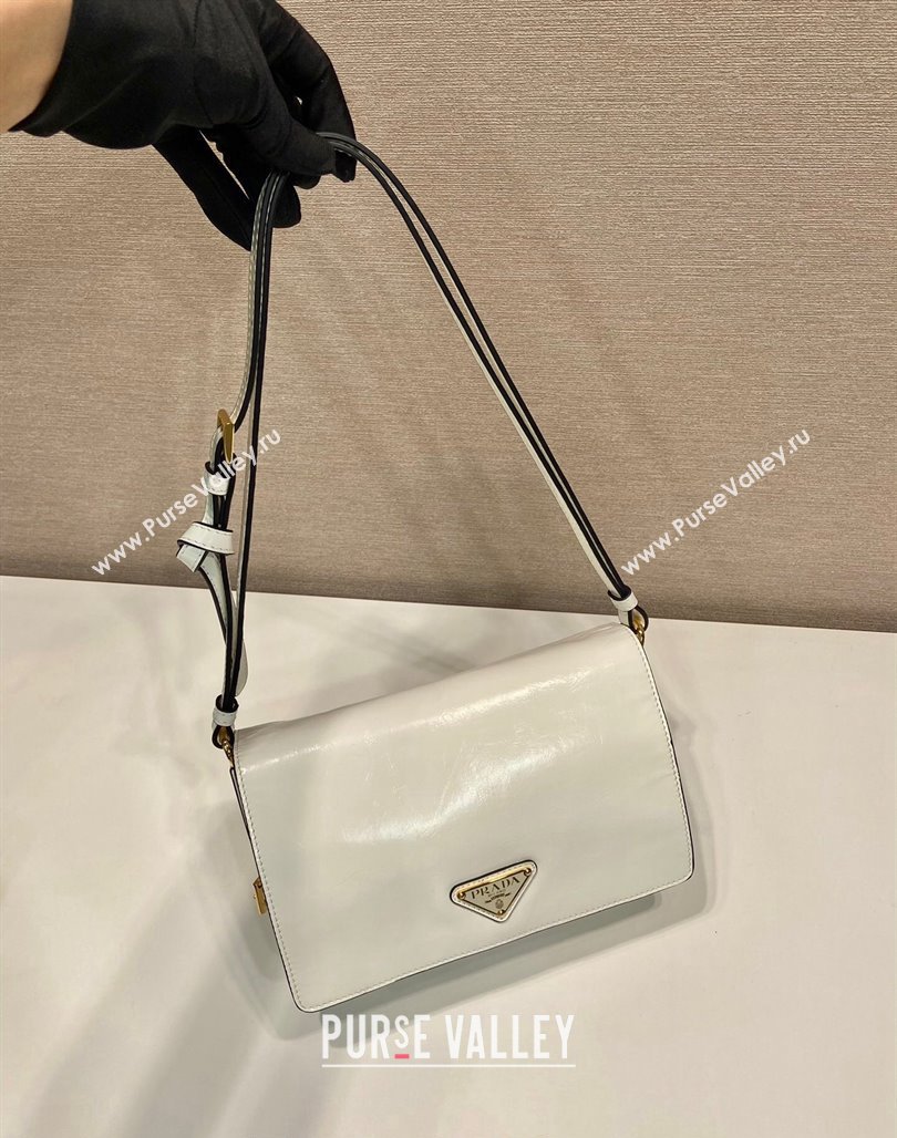 Prada Shiny Leather Shoulder bag White 2024 1BD082 (YZ-240624046)