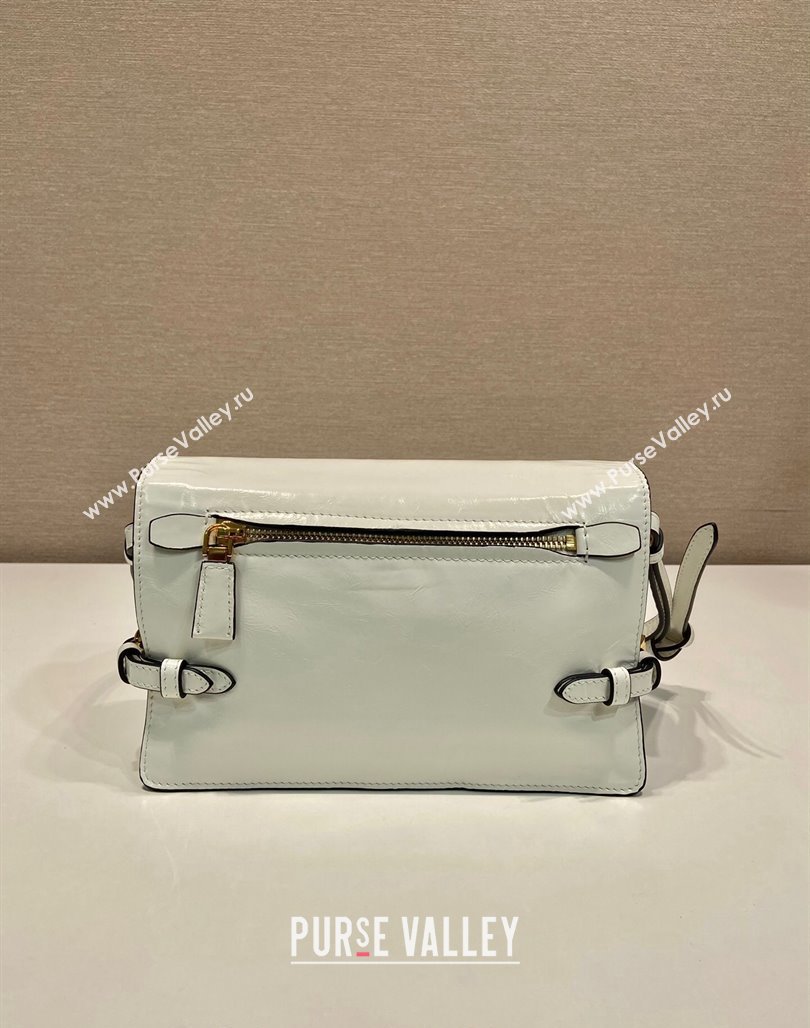 Prada Shiny Leather Shoulder bag White 2024 1BD082 (YZ-240624046)