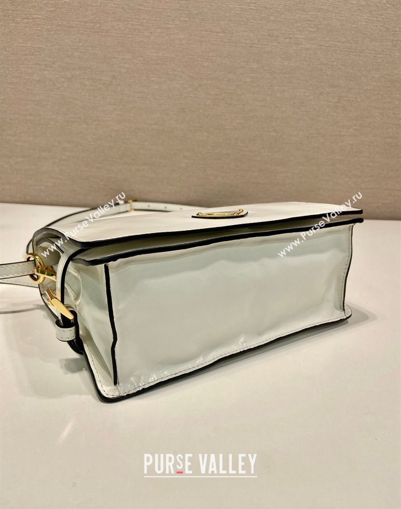 Prada Shiny Leather Shoulder bag White 2024 1BD082 (YZ-240624046)