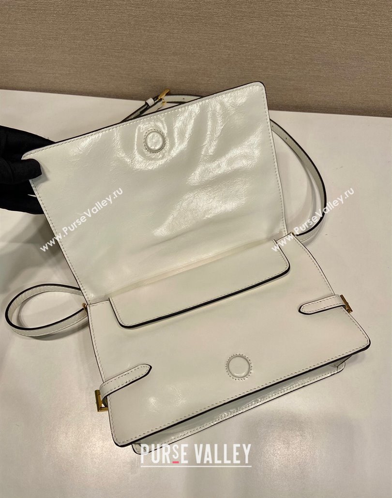 Prada Shiny Leather Shoulder bag White 2024 1BD082 (YZ-240624046)