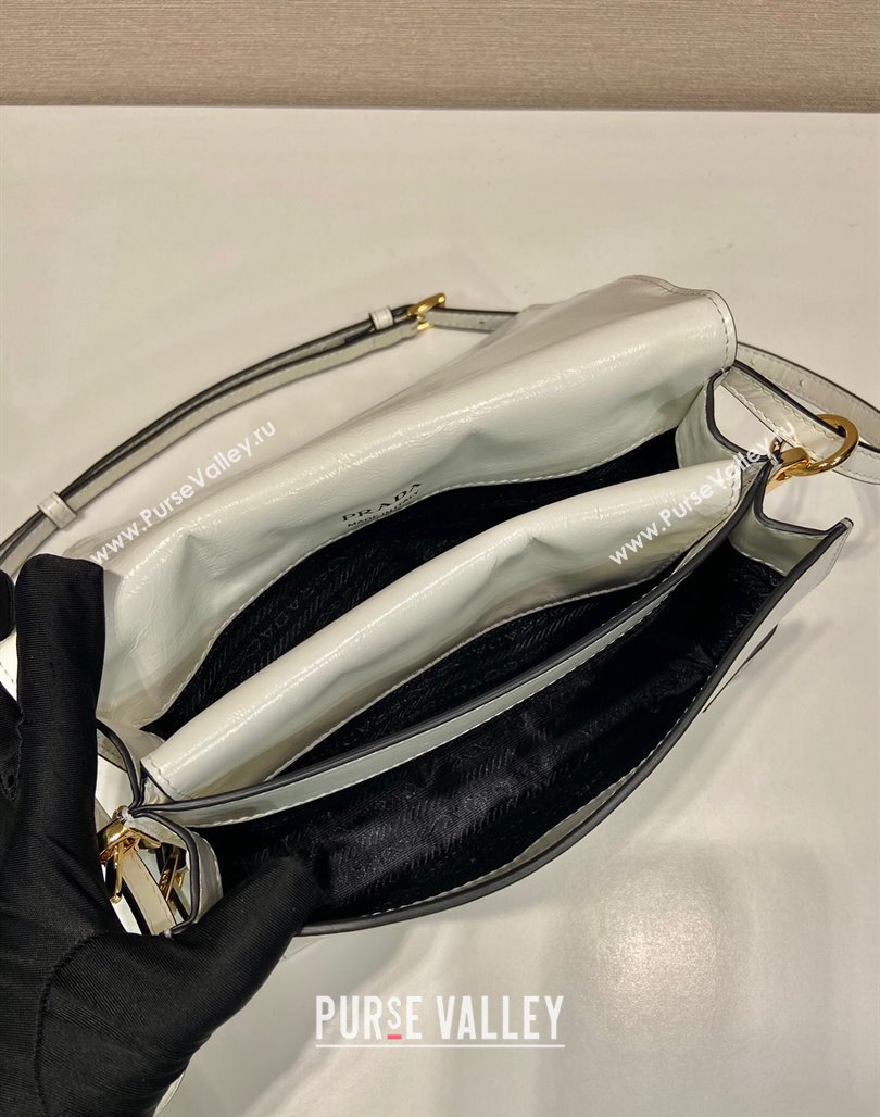 Prada Shiny Leather Shoulder bag White 2024 1BD082 (YZ-240624046)