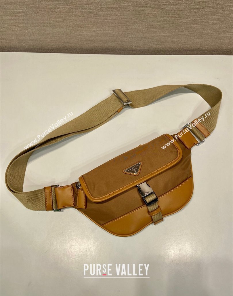 Prada Re-Nylon and leather belt bag 2VH176 Cork Beige 2024 (YZ-240624047)