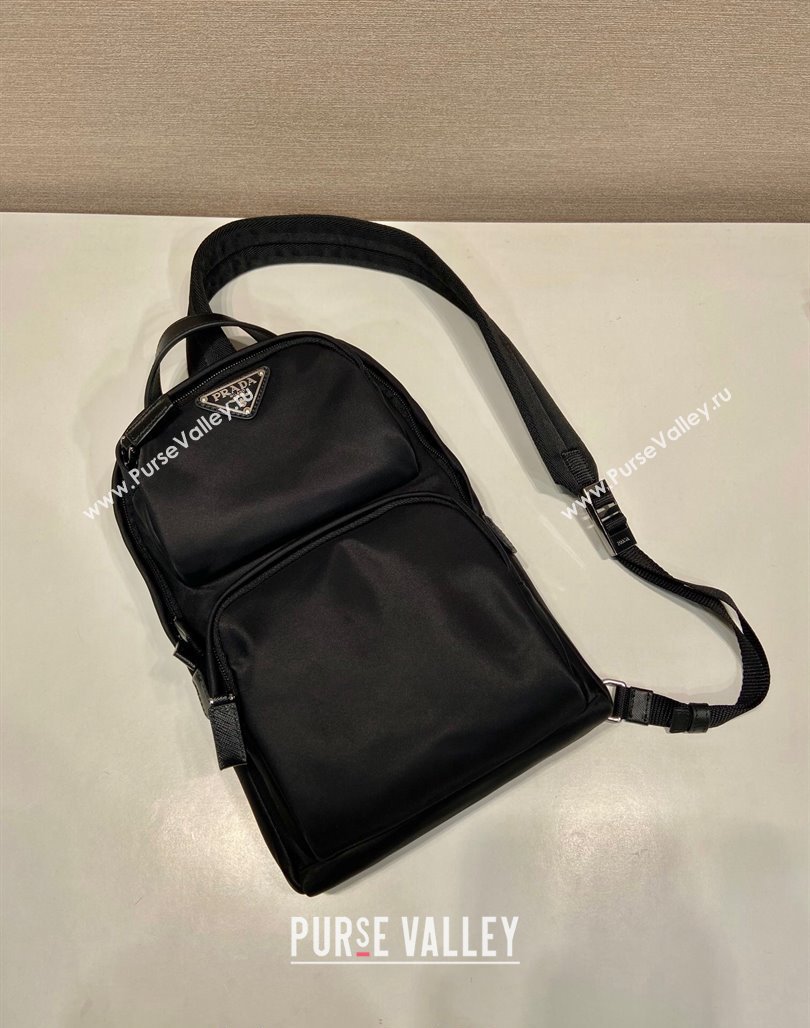 Prada Re-Nylon and Saffiano leather backpack bag 2VZ105 Black 2024 (YZ-240624048)