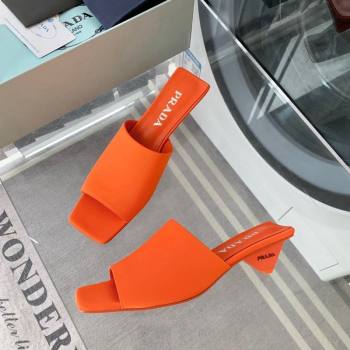 Prada Satin Heel Slide Sandals 3.5cm with Triangle Heel Orange 2024 0704 (MD-240704003)