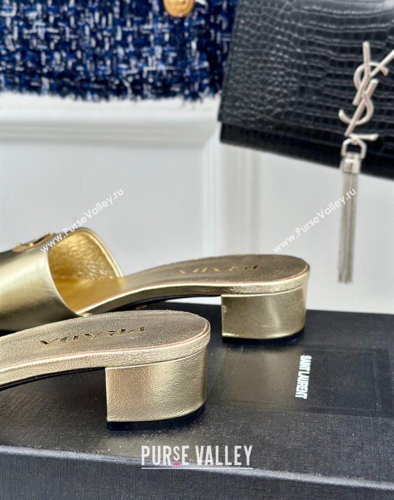 Prada Leather Heel Slides Sandal 3.5cm Gold 2024 061101 (MD-240704011)