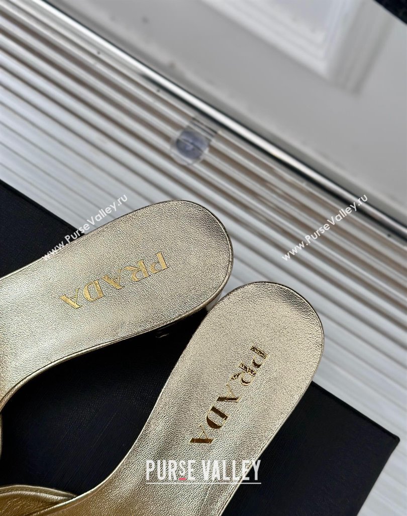 Prada Leather Heel Slides Sandal 3.5cm Gold 2024 061101 (MD-240704011)