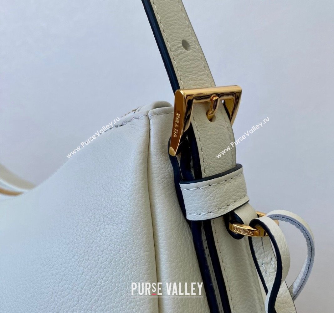 Prada Aimee Leather Hobo Bag 1BC228 White 2024 (YZ-240715030)