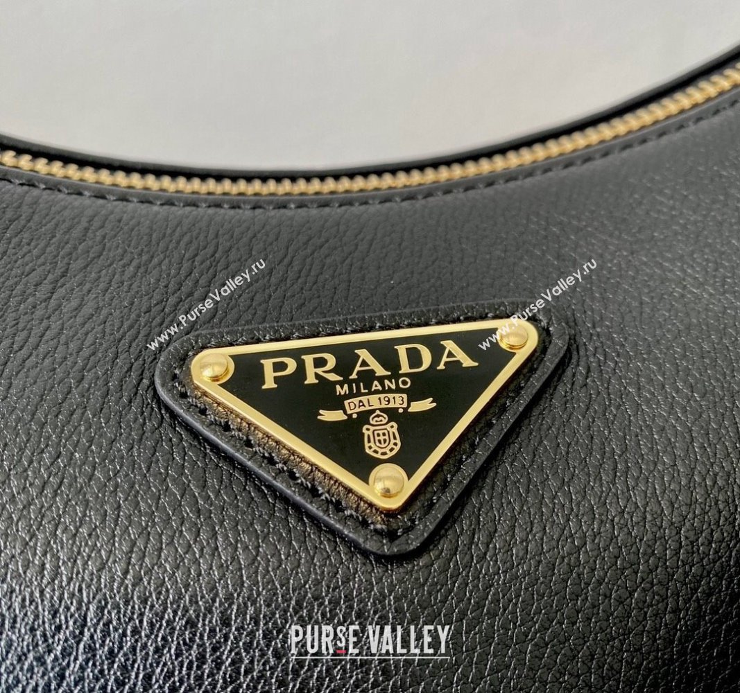 Prada Aimee Leather Hobo Bag 1BC228 Black 2024 (YZ-240715031)