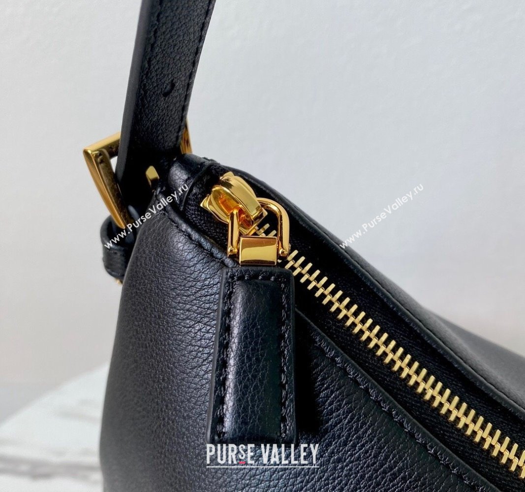 Prada Aimee Leather Hobo Bag 1BC228 Black 2024 (YZ-240715031)