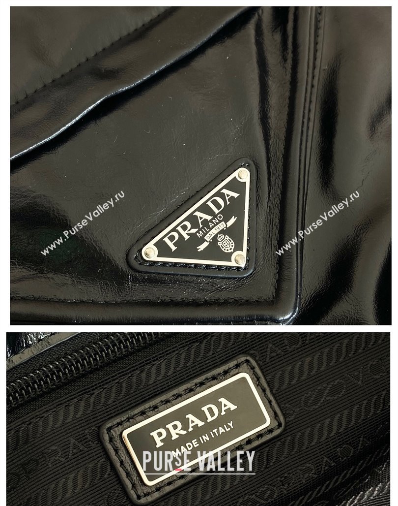 Prada Mens Shiny leather tote bag Black 2024 2VG120 (YZ-240715036)