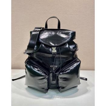 Prada Mens Shiny Leather backpack bag Black 2024 2VZ108 (YZ-240715037)