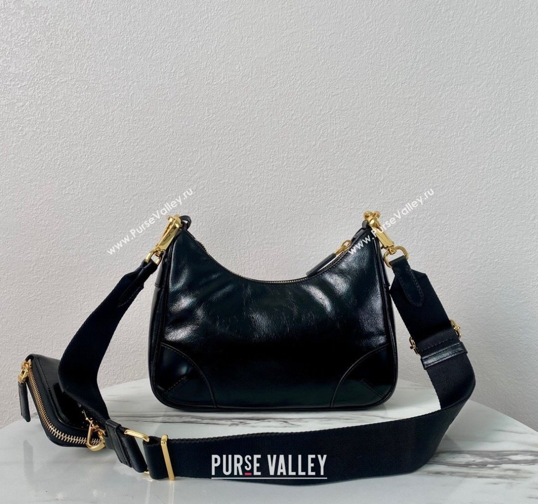 Prada Re-Edition 2005 shiny leather shoulder bag Black 2024 1BH204 (YZ-240715050)