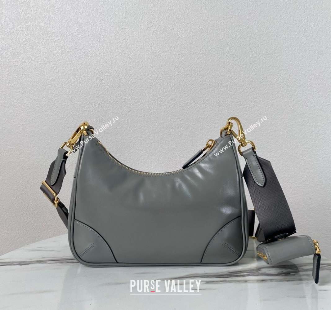 Prada Re-Edition 2005 shiny leather shoulder bag Grey 2024 1BH204 (YZ-240715052)