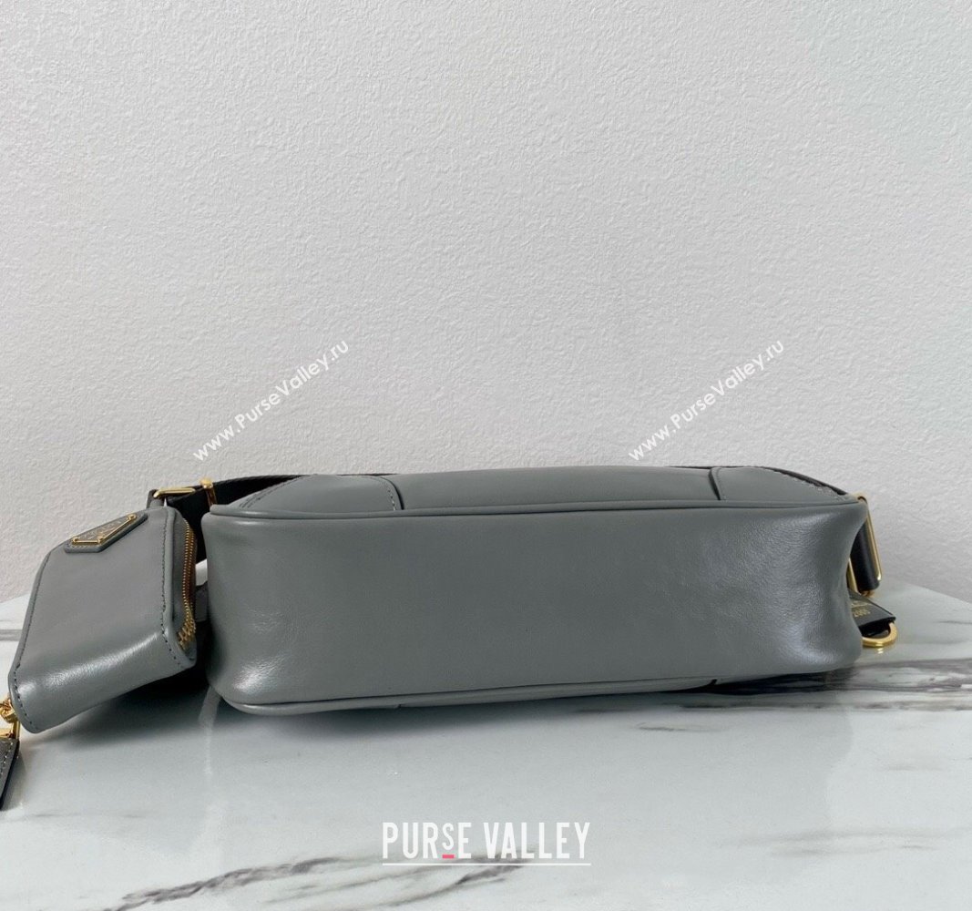 Prada Re-Edition 2005 shiny leather shoulder bag Grey 2024 1BH204 (YZ-240715052)