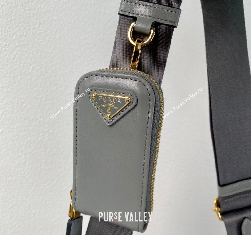 Prada Re-Edition 2005 shiny leather shoulder bag Grey 2024 1BH204 (YZ-240715052)