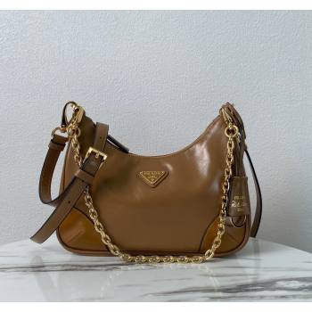 Prada Re-Edition Shiny Leather Hobo mini-bag Brown 2024 1BC204 (YZ-240715049)