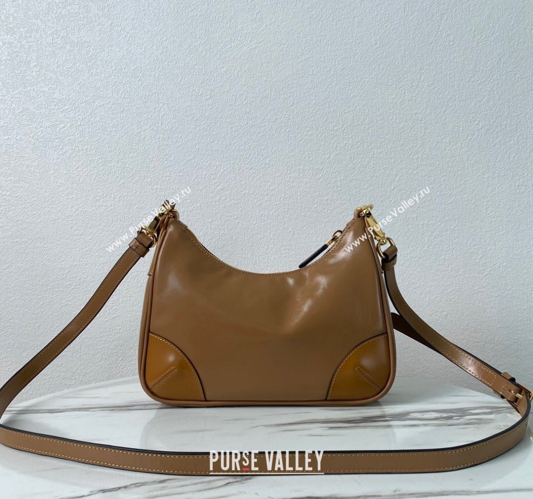 Prada Re-Edition Shiny Leather Hobo mini-bag Brown 2024 1BC204 (YZ-240715049)