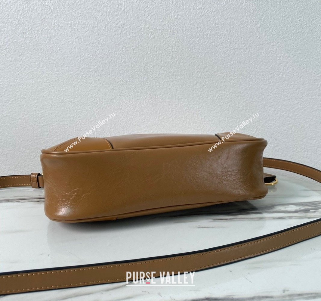 Prada Re-Edition Shiny Leather Hobo mini-bag Brown 2024 1BC204 (YZ-240715049)