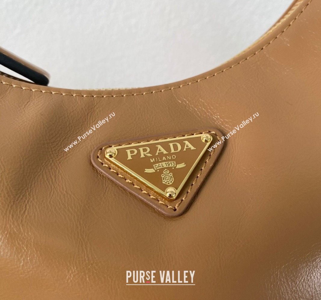 Prada Re-Edition Shiny Leather Hobo mini-bag Brown 2024 1BC204 (YZ-240715049)