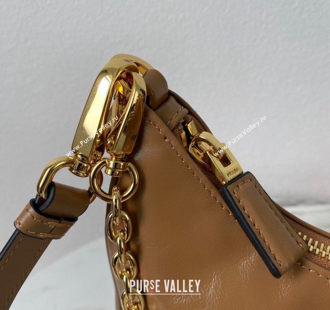 Prada Re-Edition Shiny Leather Hobo mini-bag Brown 2024 1BC204 (YZ-240715049)