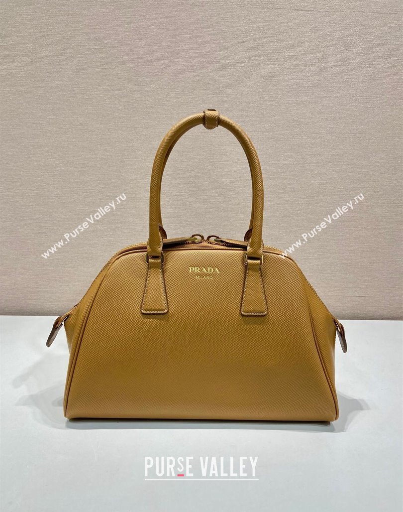 Prada Medium Saffiano leather top handle bag Dark Beige 2024 1BG537 (YZ-240715055)