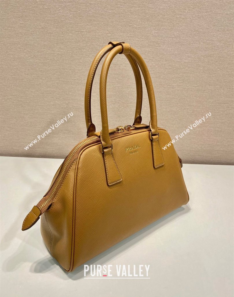 Prada Medium Saffiano leather top handle bag Dark Beige 2024 1BG537 (YZ-240715055)