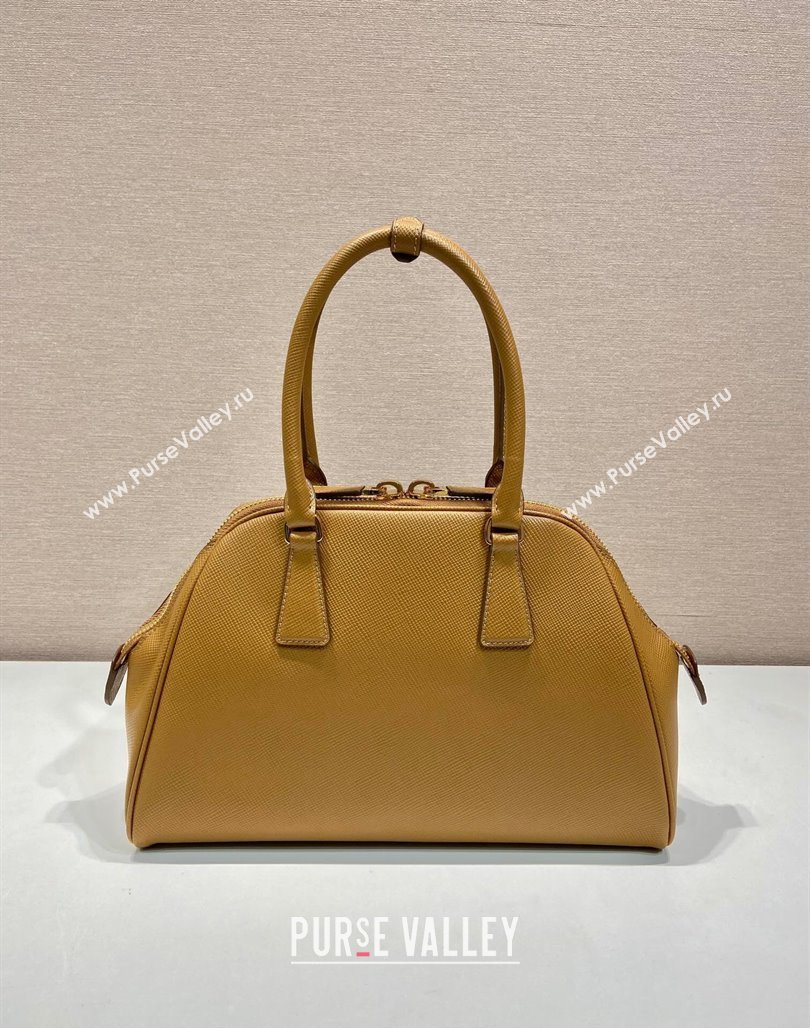 Prada Medium Saffiano leather top handle bag Dark Beige 2024 1BG537 (YZ-240715055)