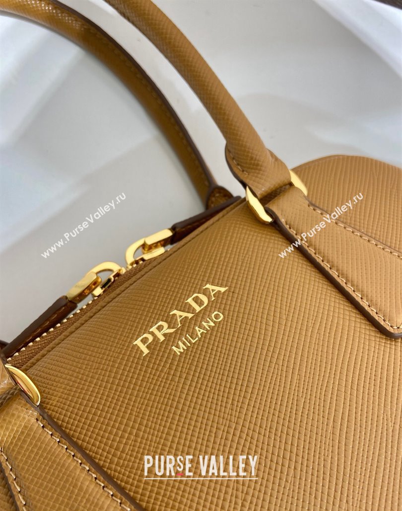 Prada Medium Saffiano leather top handle bag Dark Beige 2024 1BG537 (YZ-240715055)