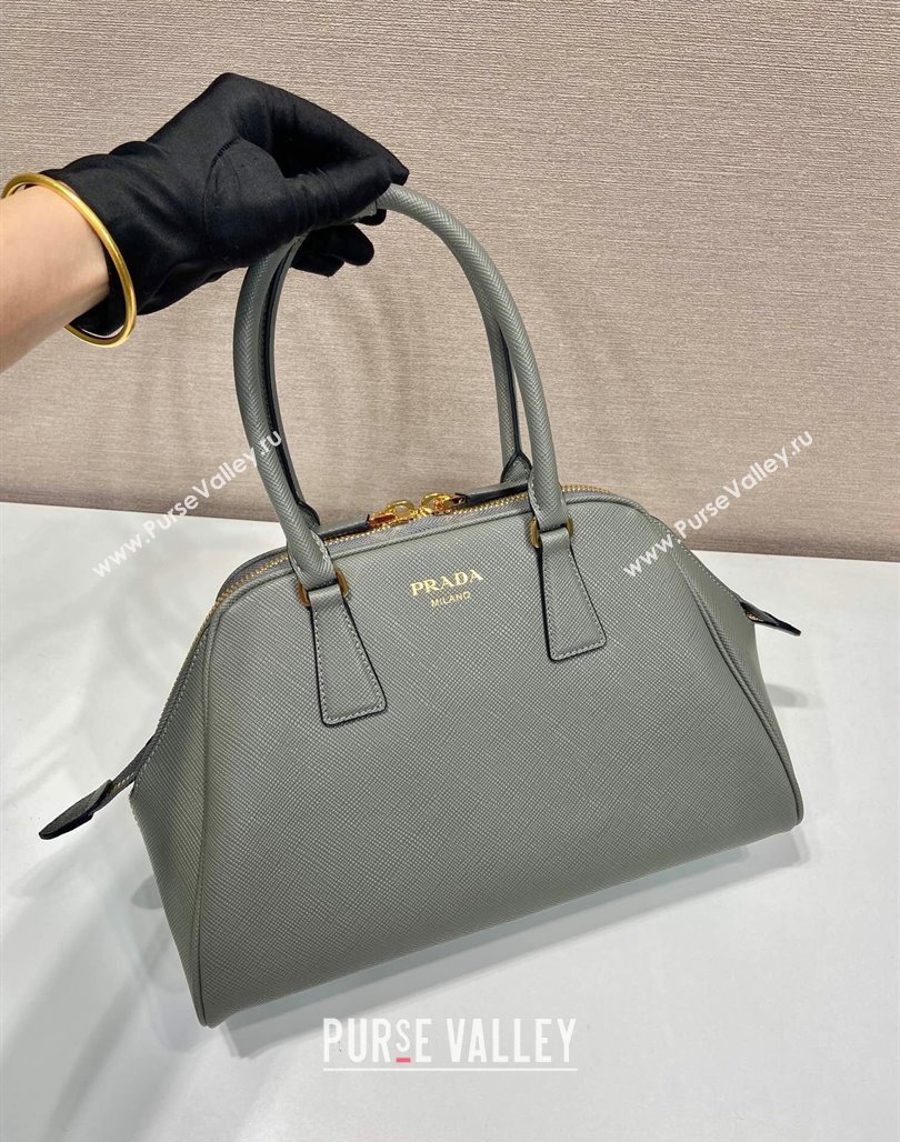 Prada Medium Saffiano leather top handle bag Grey 2024 1BG537 (YZ-240715056)