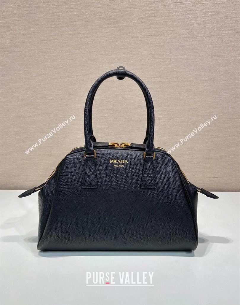 Prada Medium Saffiano leather top handle bag Black 2024 1BG537 (YZ-240715057)