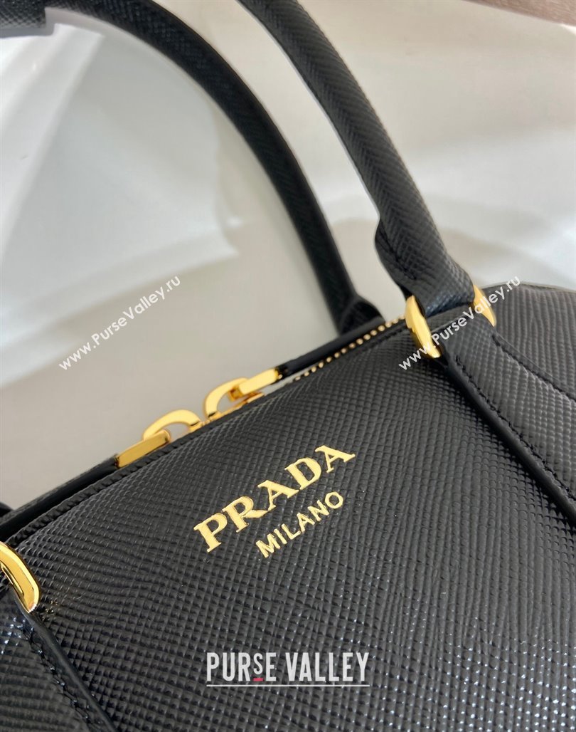 Prada Medium Saffiano leather top handle bag Black 2024 1BG537 (YZ-240715057)