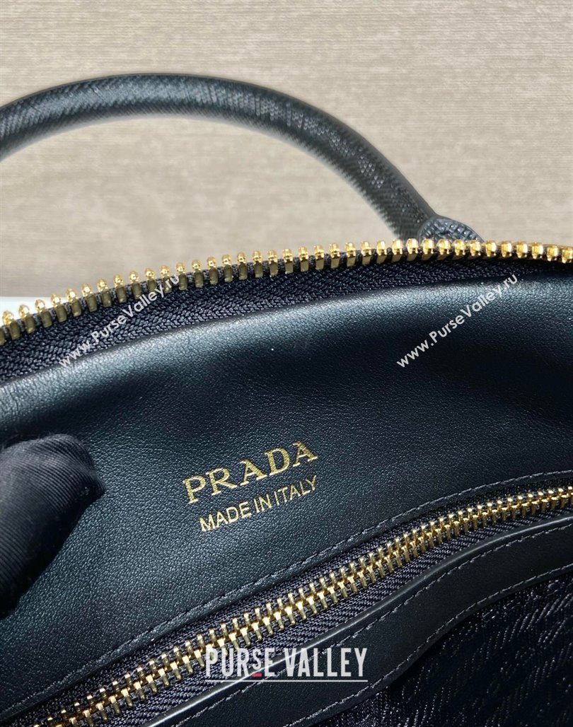 Prada Medium Saffiano leather top handle bag Black 2024 1BG537 (YZ-240715057)