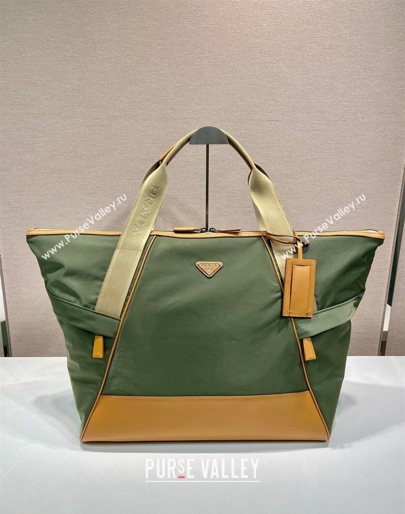 Prada Mens Re-Nylon and leather duffel bag Green 2024 2VC040 (YZ-240715058)