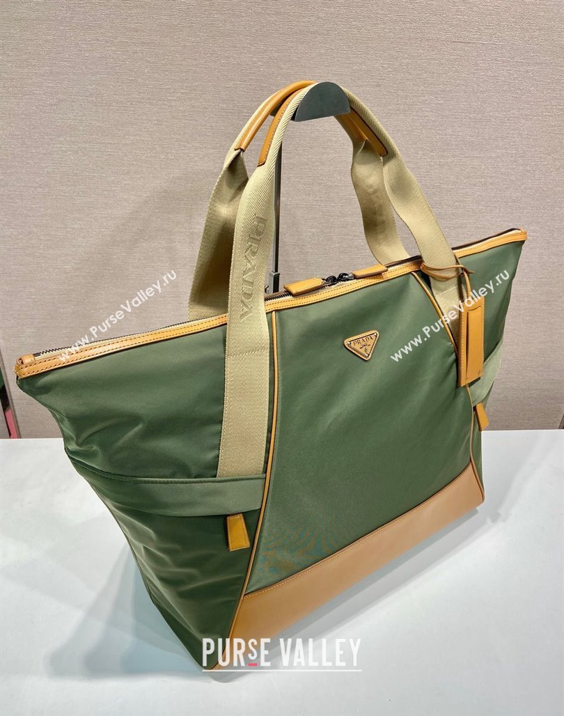 Prada Mens Re-Nylon and leather duffel bag Green 2024 2VC040 (YZ-240715058)