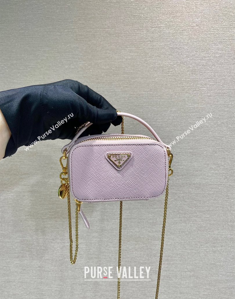 Prada Saffiano leather mini-pouch 1NR025 Alabaster Pink 2024 (YZ-240715060)