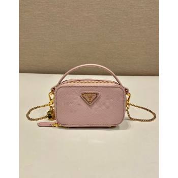 Prada Saffiano leather mini-pouch 1NR025 Alabaster Pink 2024 (YZ-240715060)