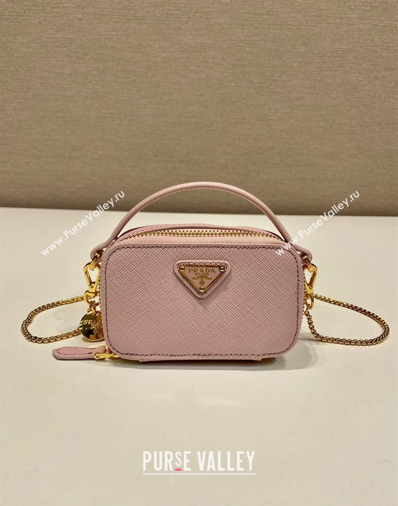 Prada Saffiano leather mini-pouch 1NR025 Alabaster Pink 2024 (YZ-240715060)