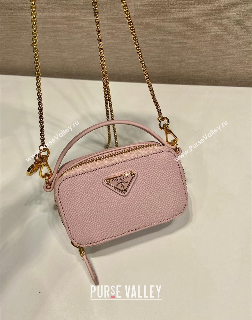 Prada Saffiano leather mini-pouch 1NR025 Alabaster Pink 2024 (YZ-240715060)