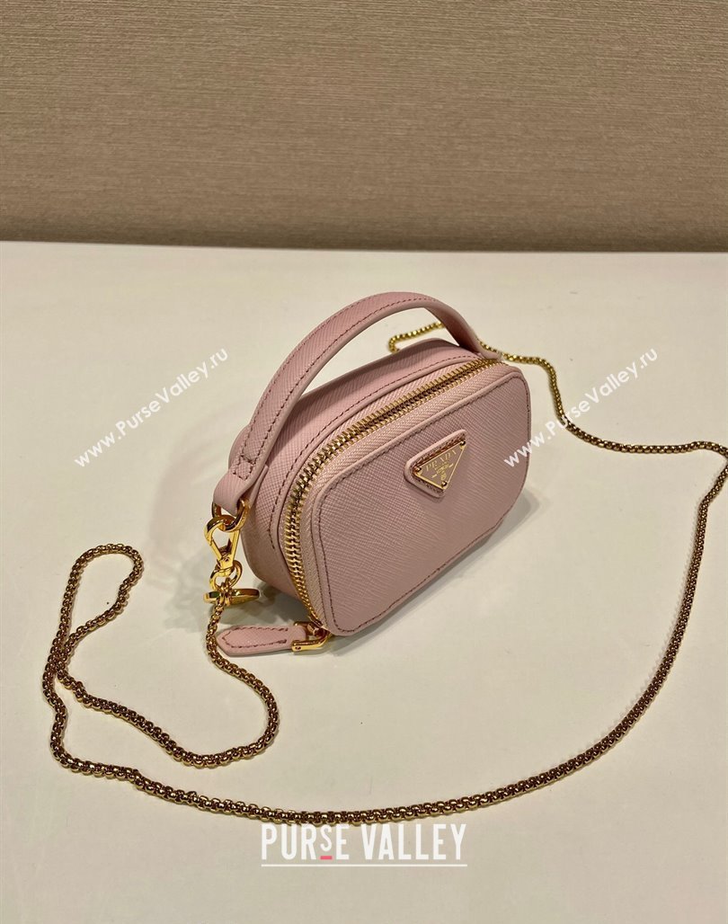 Prada Saffiano leather mini-pouch 1NR025 Alabaster Pink 2024 (YZ-240715060)